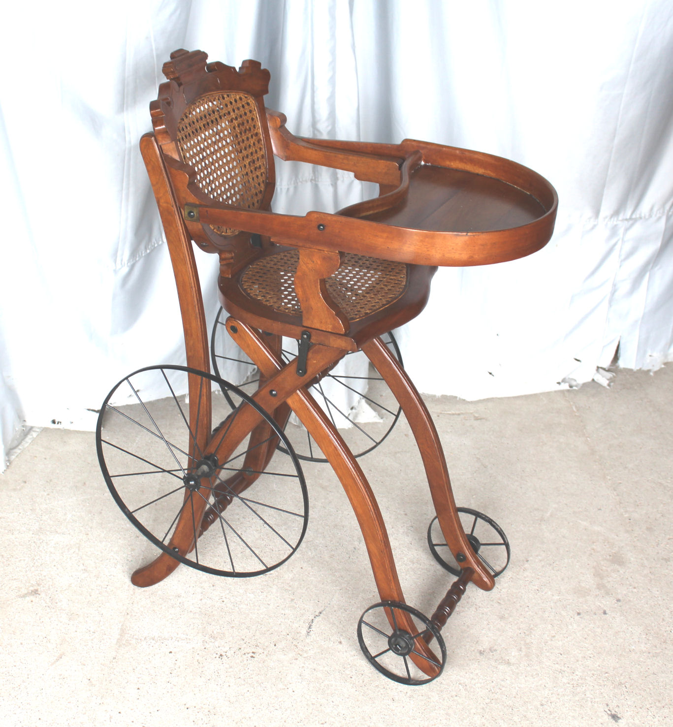 Antique Victorian Walnut High chai Stroller